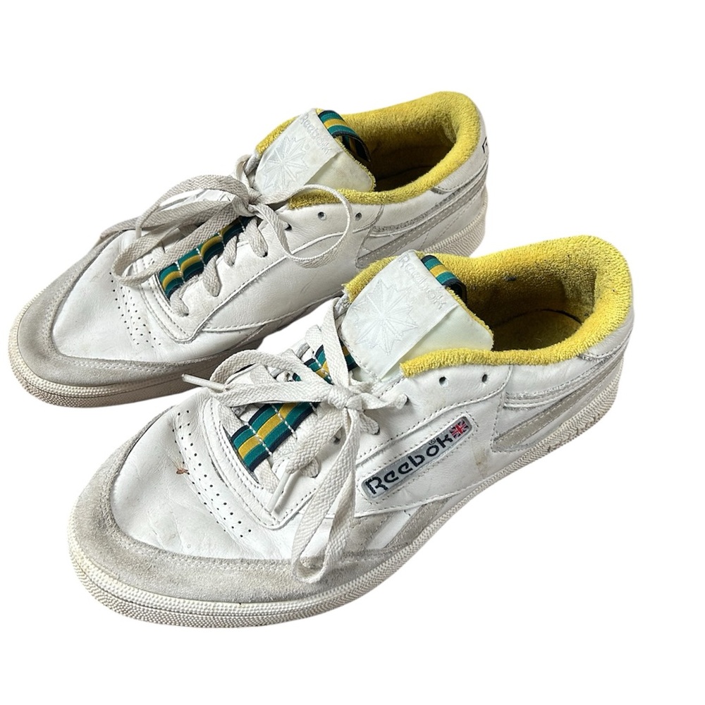 Reebok White and Yellow Low-Top Sneakers with Vintage Appeal